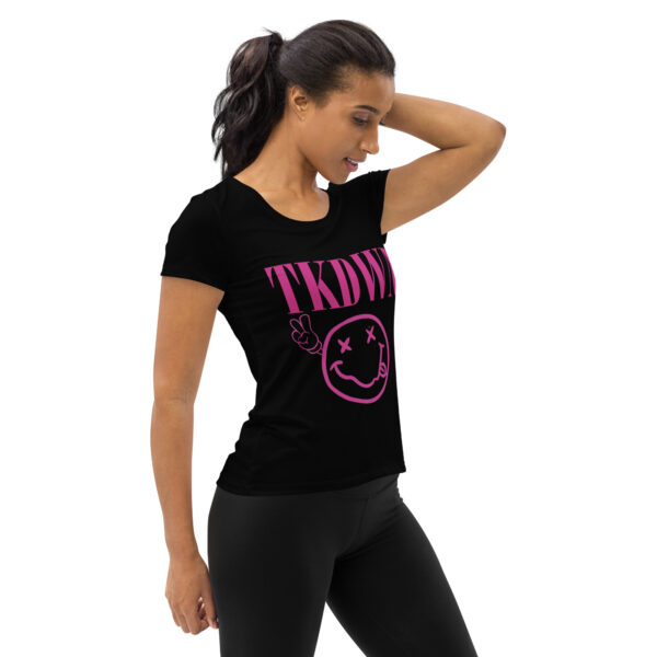 TKDWN Two Fingers All-Over Print Women's Athletic T-shirt - Image 3